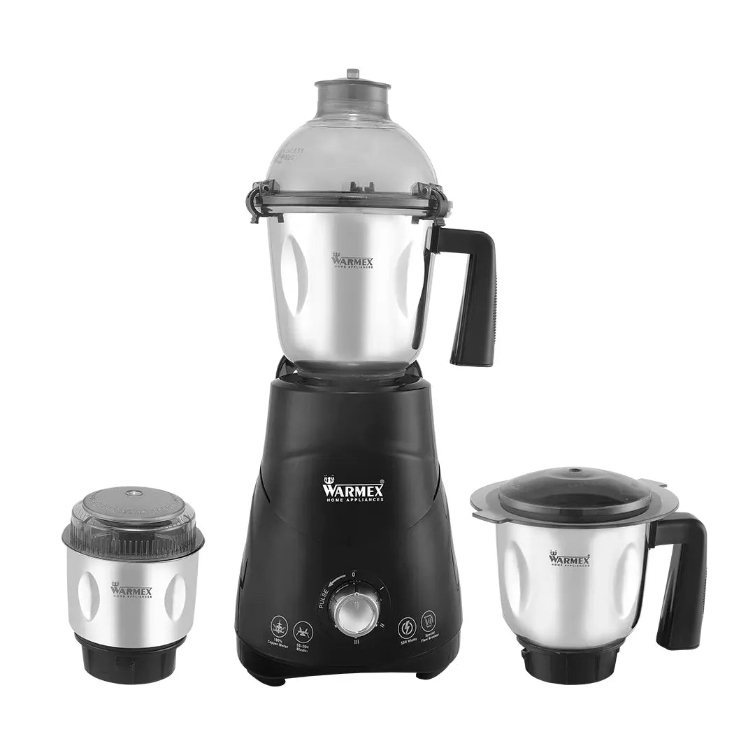 Warmex 550W Mixer Grinder for Kitchen 100% Copper Motor + 2 Years Warranty 3 Jars Included, Stylish & Powerful Performance for Smooth Blending & Grinding warmexhomeappliances