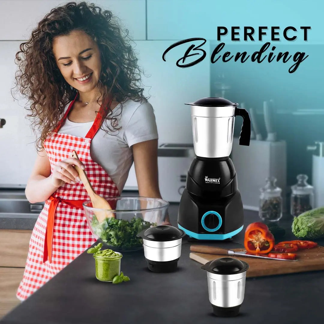 Warmex 500W Mixer Grinder with 3 Jars + 2 Years Warranty, Powerful Motor for Efficient Grinding & Blending, Durable & Versatile Kitchen Appliance warmexhomeappliances