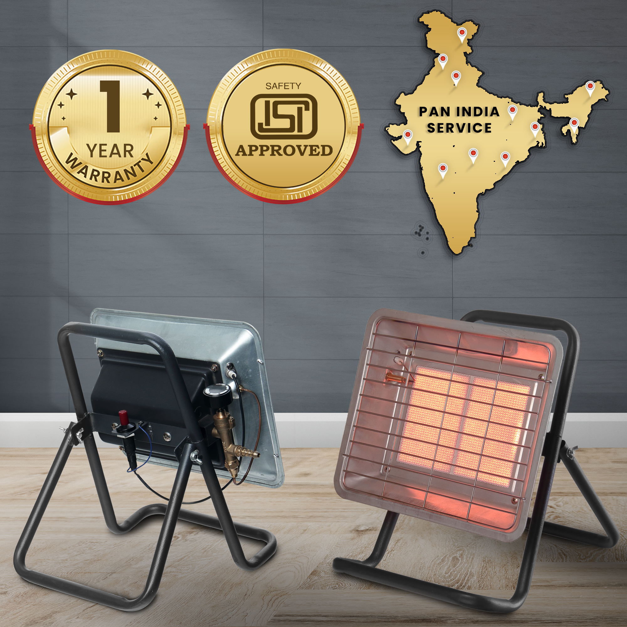 Gas Room Heater for Bedroom with High Thermal Efficiency Fan Heater for Winter | Fuel And Compatible LPG | Butane | Propane ISI Certified With 1 Year Warranty